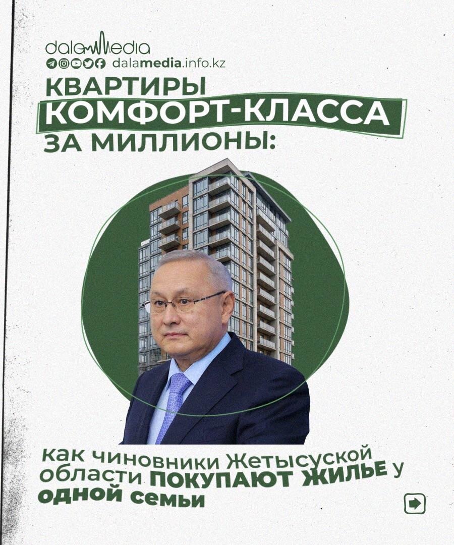 КВАРТИРЫ КОМФОРТ-КЛАССА ЗА МИЛЛИОНЫ: КАК ЧИНОВНИКИ ЖЕТЫСУСКОЙ ОБЛАСТИ ПОКУПАЮТ ЖИЛЬЕ У ОДНОЙ СЕМЬИ*