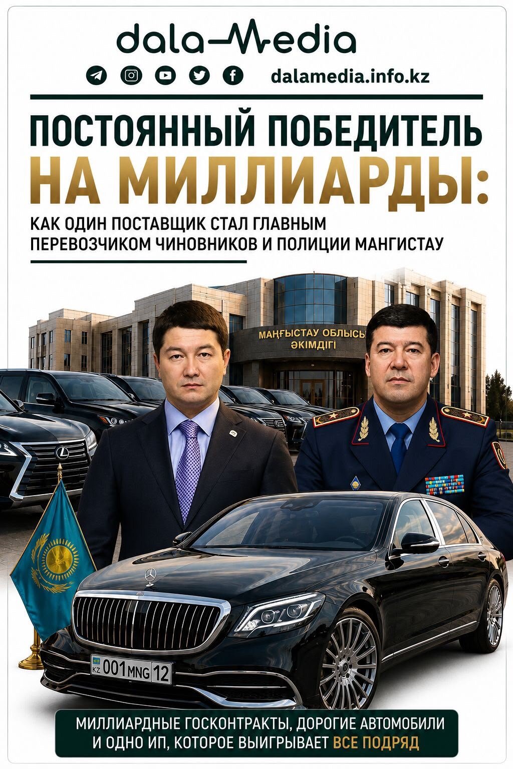 Постоянный победитель на миллиарды: как один поставщик стал главным перевозчиком чиновников и полиции Мангистау